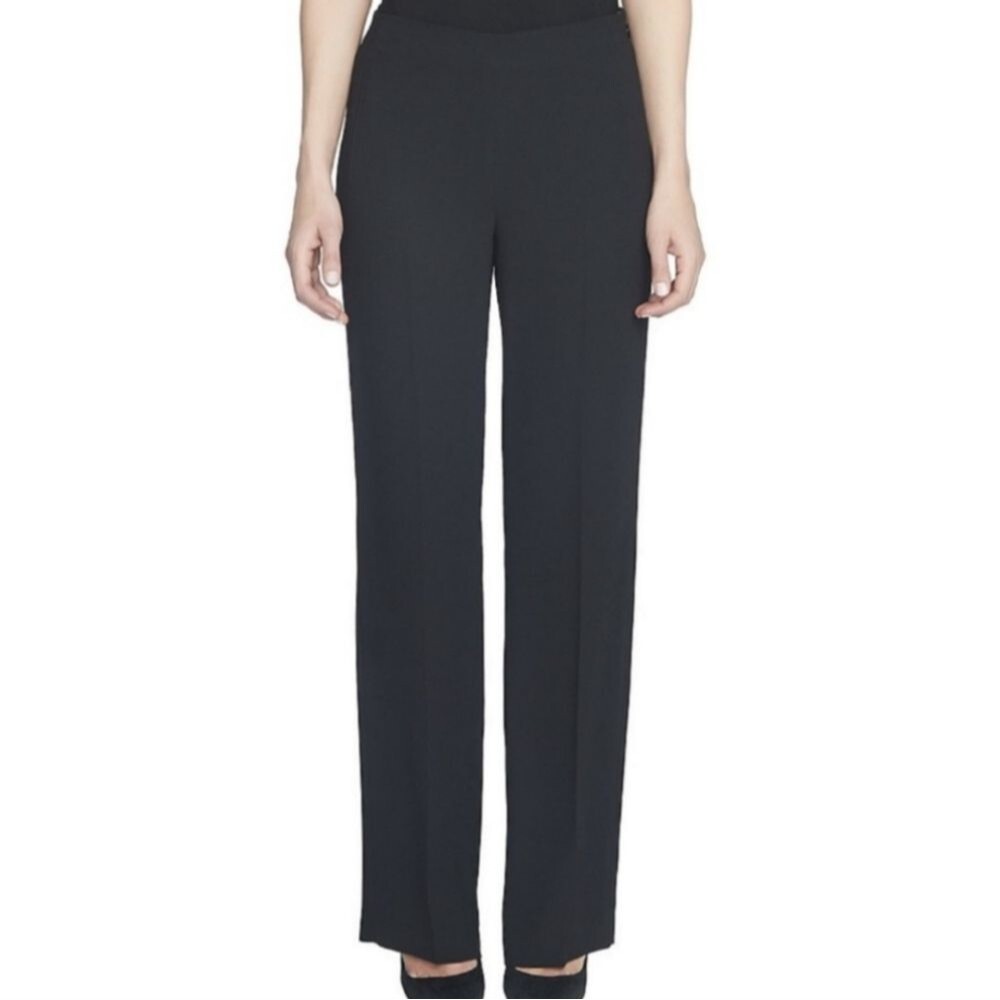 CeCe Black High Waist Career Modern Minimalist Straight Leg Pull On Pants